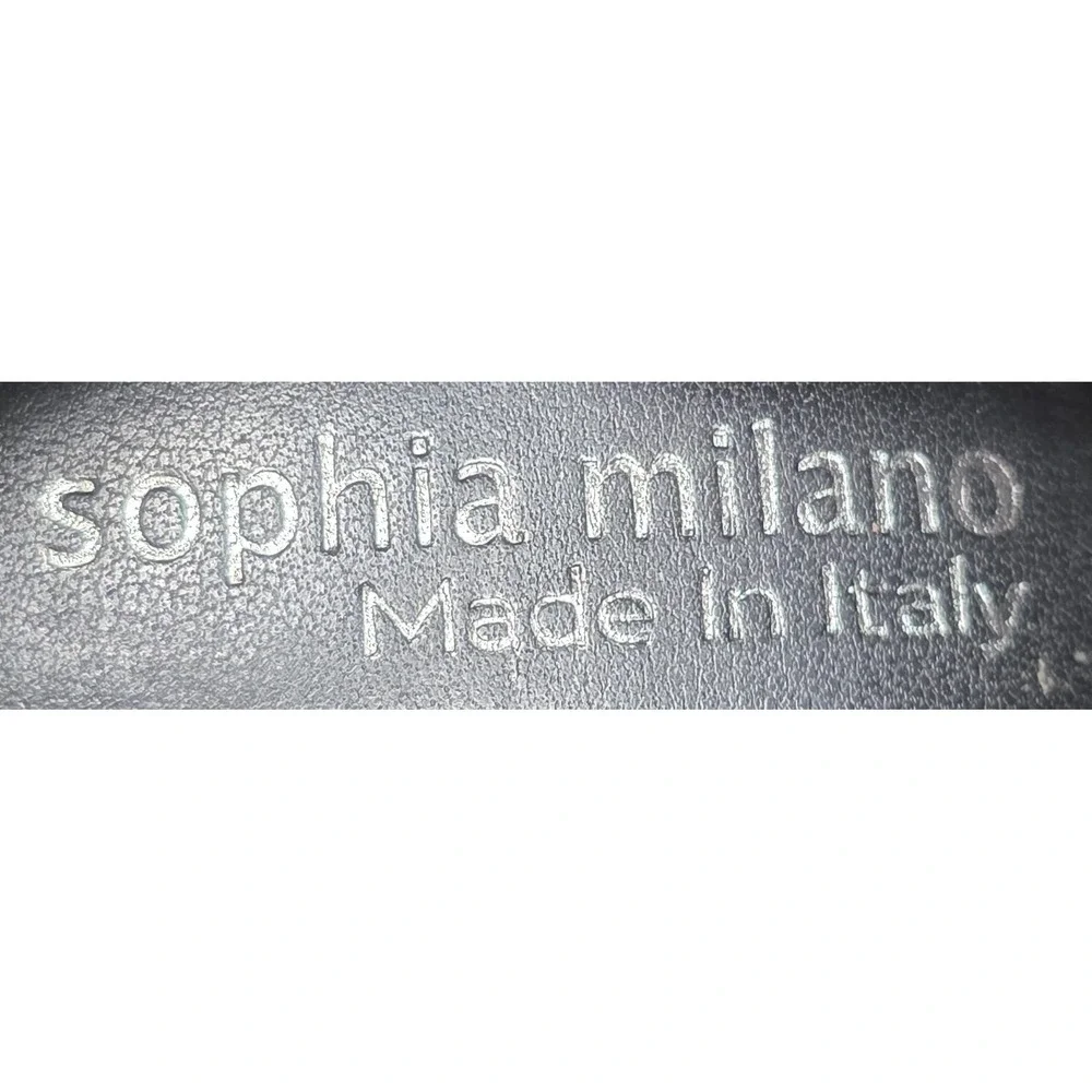 Sophia Milano Black Woven Leather Slingback Wedge Sandals Made in Italy Size 8.5